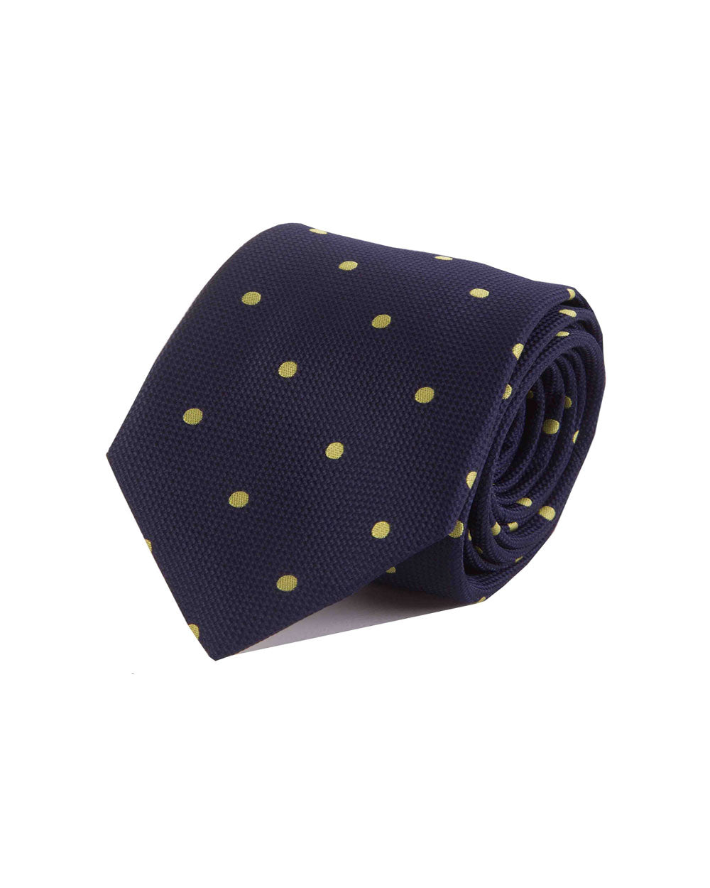 Double Two Extra Long Dotted Tie (navy/yellow)
