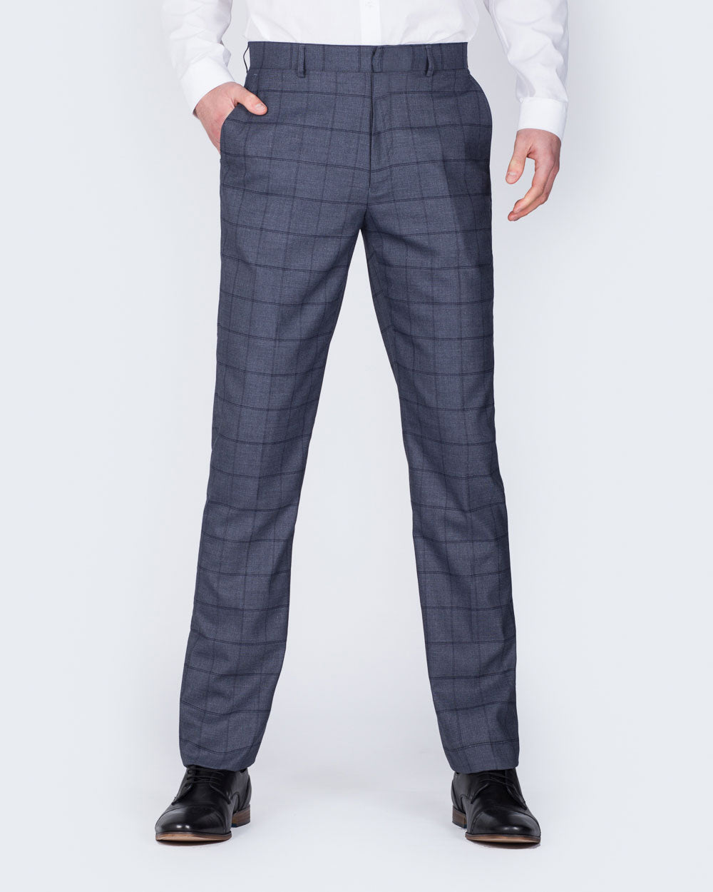 2t Slim Fit Tall Trousers (blue check)-40-40